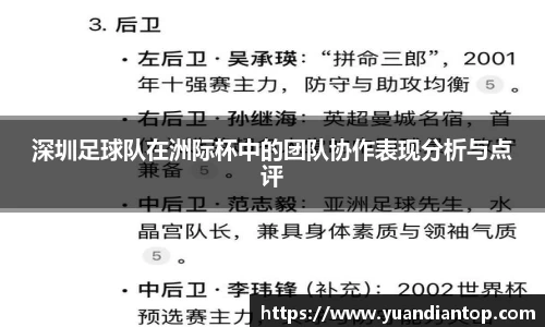 深圳足球队在洲际杯中的团队协作表现分析与点评